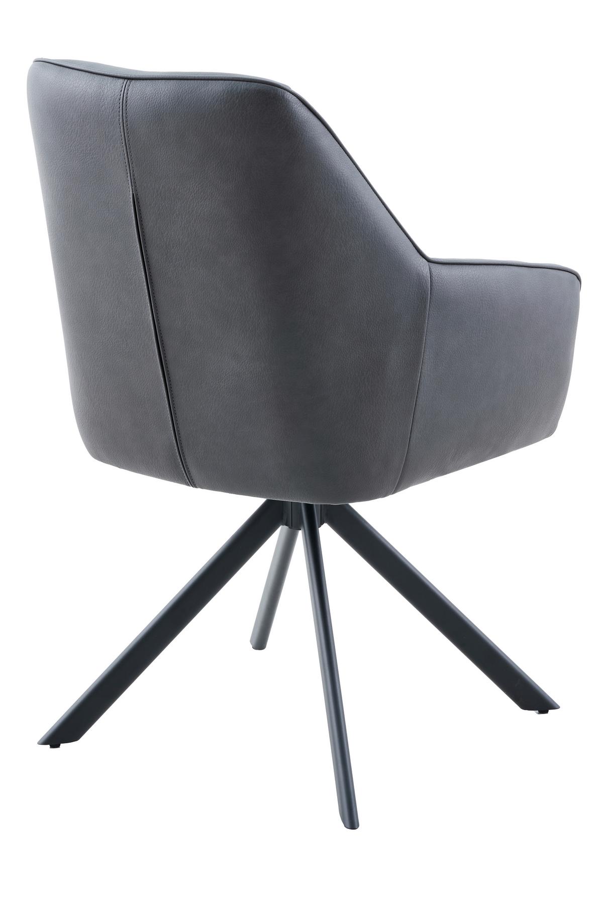 Armlehnstuhl-Set Polina S 2er-Set - Anthrazit/Schwarz, MODERN, Textil/Metall (62/92/67cm) - MID.YOU