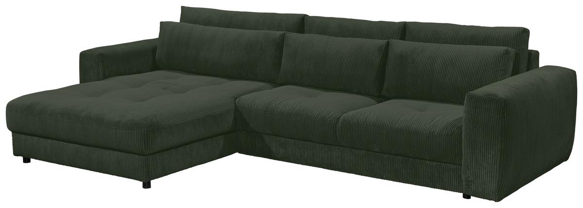 Ecksofa Barura 2s. Urc Dunkelgrün S: 194/333 cm - Dunkelgrün/Schwarz, KONVENTIONELL, Holzwerkstoff/Textil (194/333cm) - MID.YOU