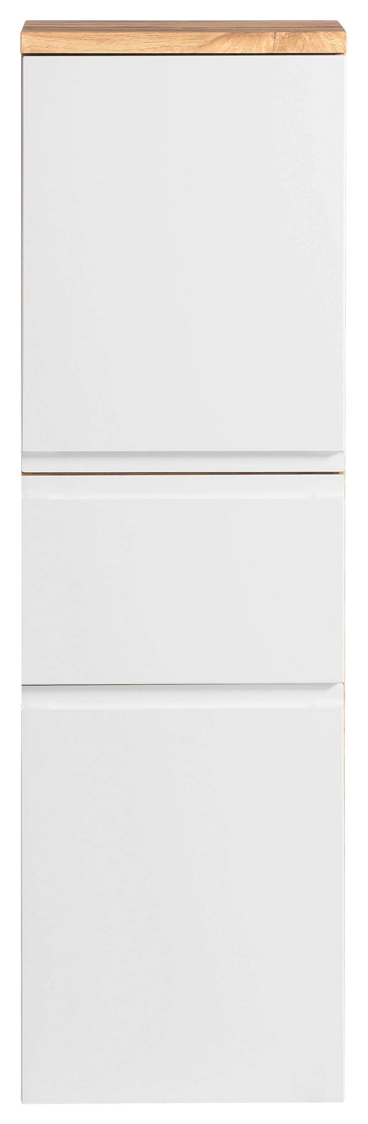 Midischrank Bad Varese B: 40 cm Weiß/Wotaneiche Dekor - Eiche Wotan/Weiß, MODERN, Holzwerkstoff (40/130/35cm) - Held