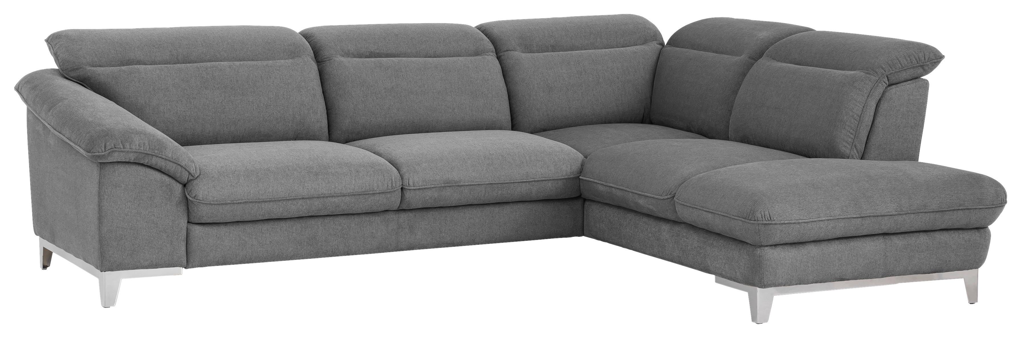Ecksofa Mit Schalffunktion Teresa Grau - Chromfarben/Grau, Design, Textil (293/232cm) - Livetastic