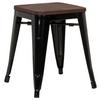 Hocker Vantaggio W Stahl/ Echtholz Schwarz/braun H: 46cm - Dunkelbraun/Schwarz, Basics, Holz/Metall (39/46/39cm) - MID.YOU