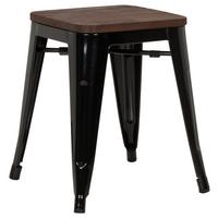 Hocker Vantaggio W Stahl/ Echtholz Schwarz/braun H: 46cm - Dunkelbraun/Schwarz, Basics, Holz/Metall (39/46/39cm) - MID.YOU