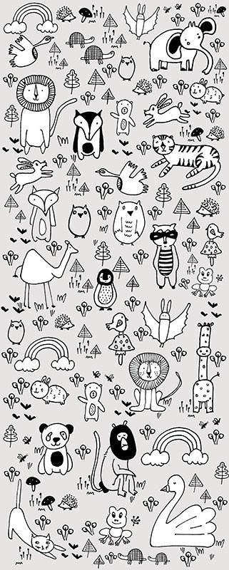 Vliestapete Scribble Park Panel - Grau, Basics (100/250cm) - Komar