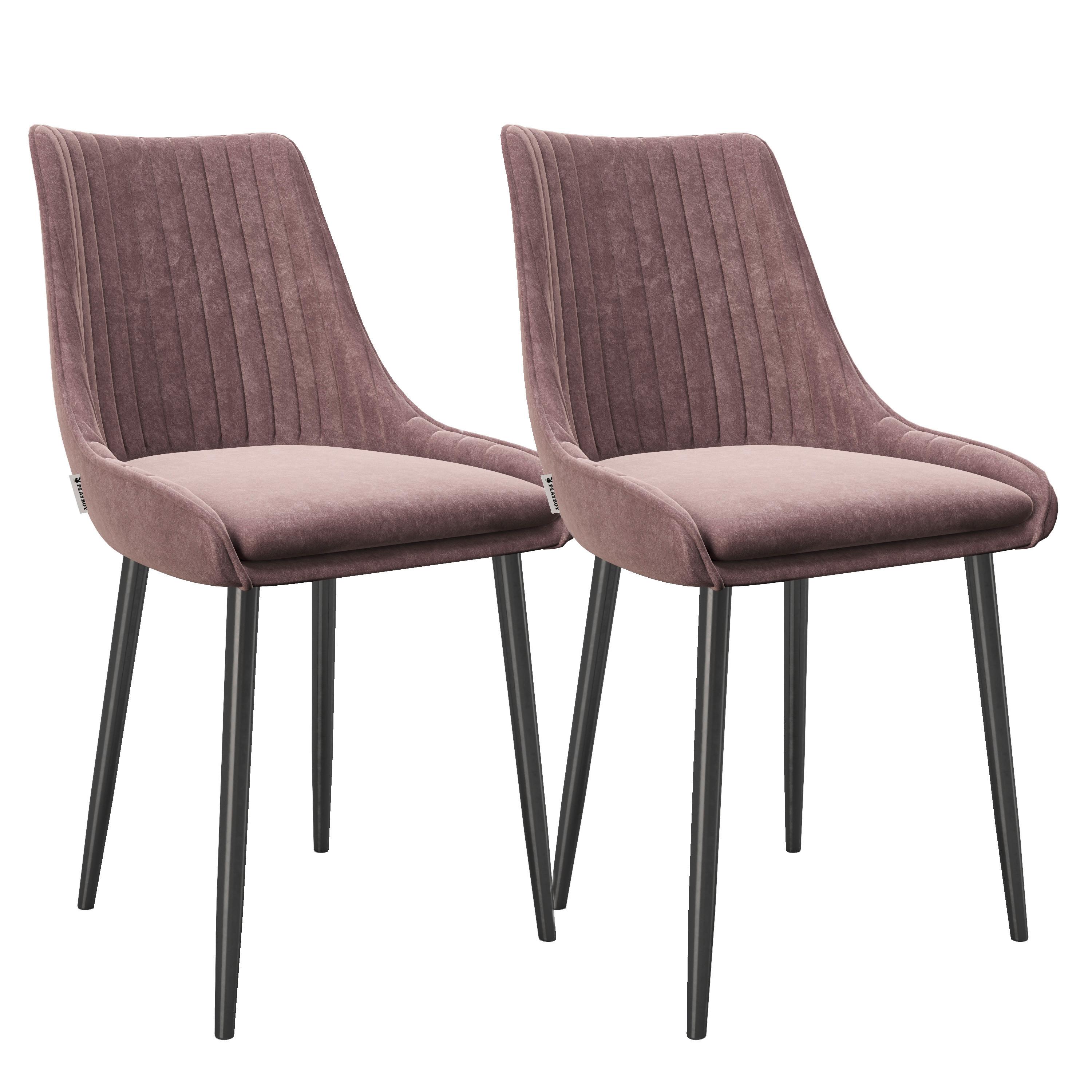 Gepolsterter Stuhl in rosafarbenem Samt