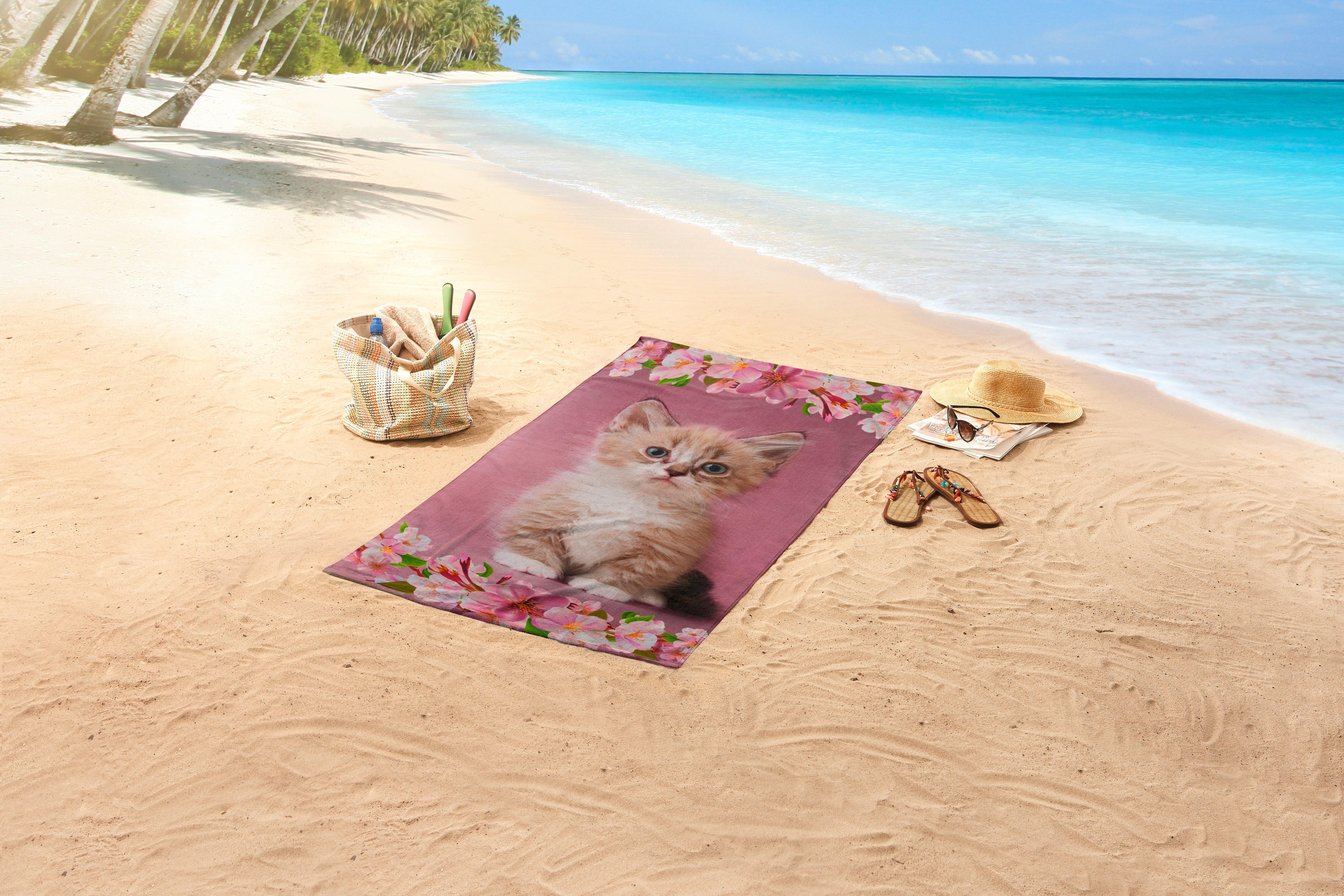 Strandtuch Look Rosa Rot 75x150 cm - Rot/Altrosa, Trend, Textil (75/150cm)