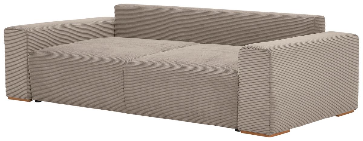 Schlafsofa Vouge Taupe Bettkasten, B: 255 Cm - Taupe/Buchefarben, KONVENTIONELL, Textil (255/86/123cm) - Livetastic
