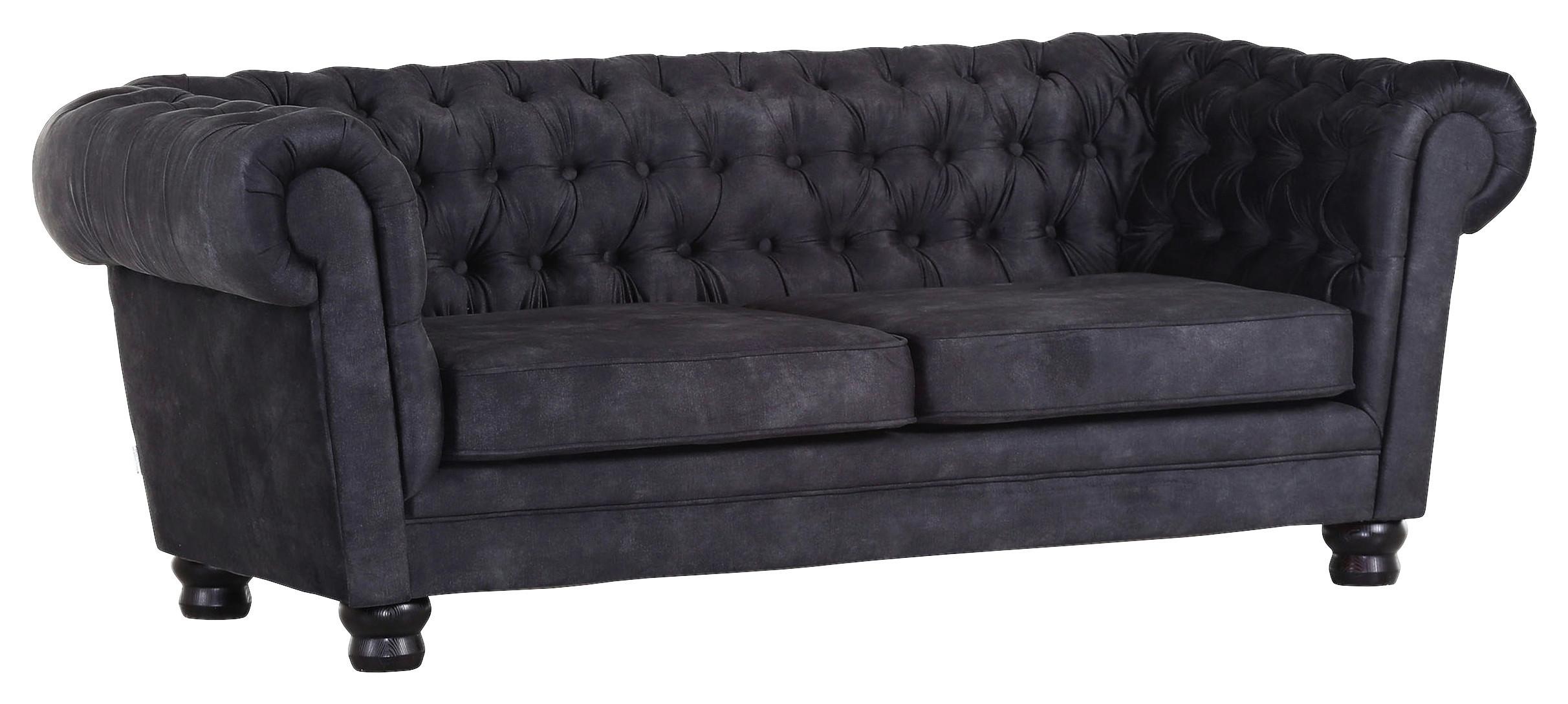 Chesterfield-sofa Slopes Anthrazit B: 203 Cm - Anthrazit/Schwarz, KONVENTIONELL, Textil (203/79/93cm) - Livetastic