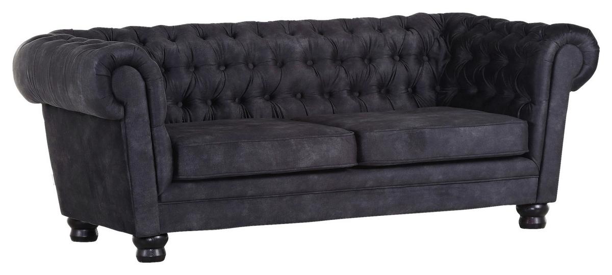 Chesterfield-Sofa Slopes Anthrazit B: 203 cm - Anthrazit/Schwarz, KONVENTIONELL, Textil (203/79/93cm) - Livetastic