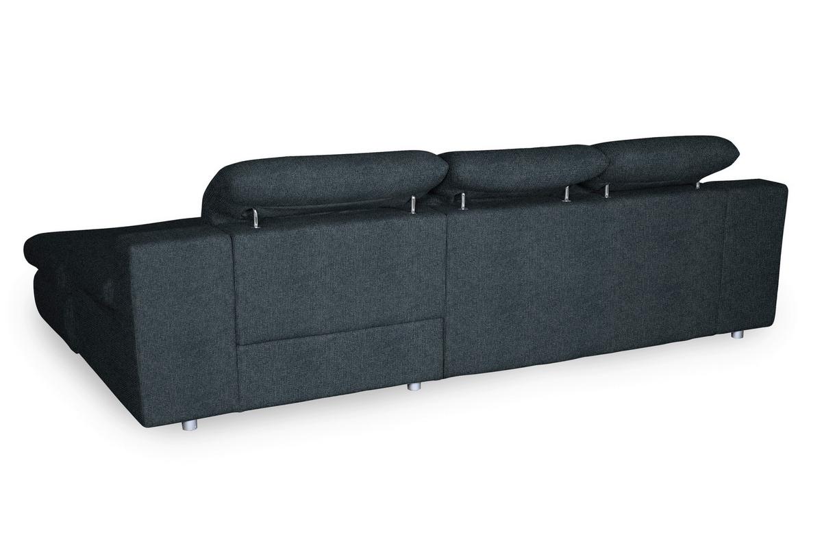 Ecksofa Isona Schwarz Chenille - Chromfarben/Schwarz, Design, Textil (286/165cm) - Livetastic