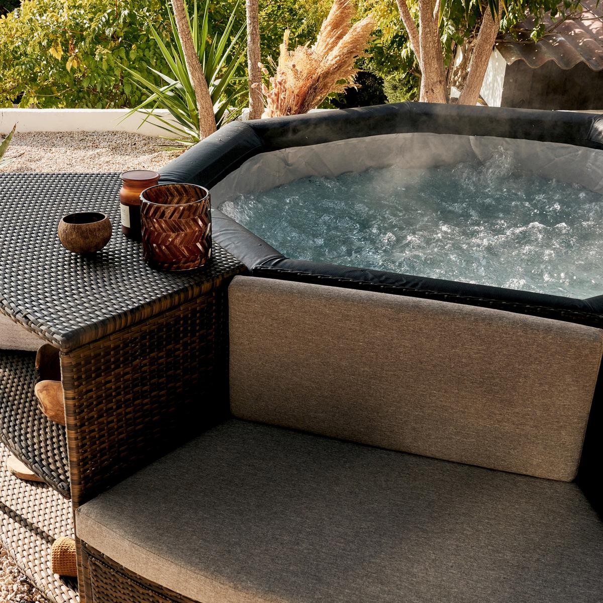 Whirlpool Netspa Octopus Ø 290 Cm Mit Umrandung+5 Möbel - Schwarz, Basics, Leder/Kunststoff (290/73cm)