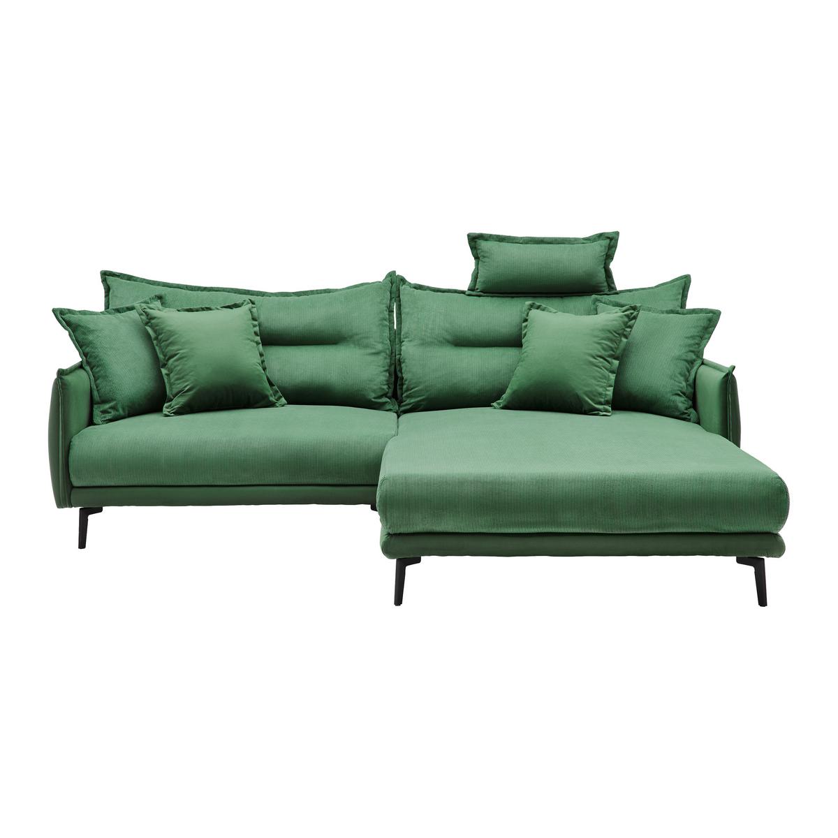 Rohová sedačka NUOVO, pravá, zelená - černá/zelená, Moderní, kov/textil (245/76-113/190cm) - Mömax