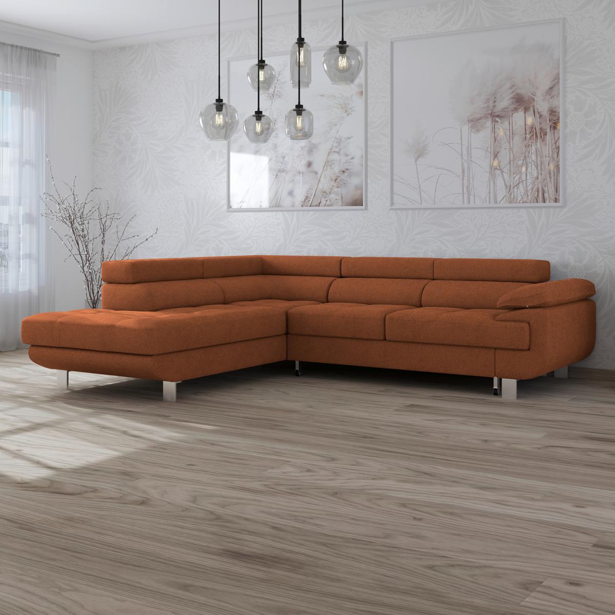 Ecksofa Savona - Rostfarben, MODERN, Textil (230/270cm) - Ondega