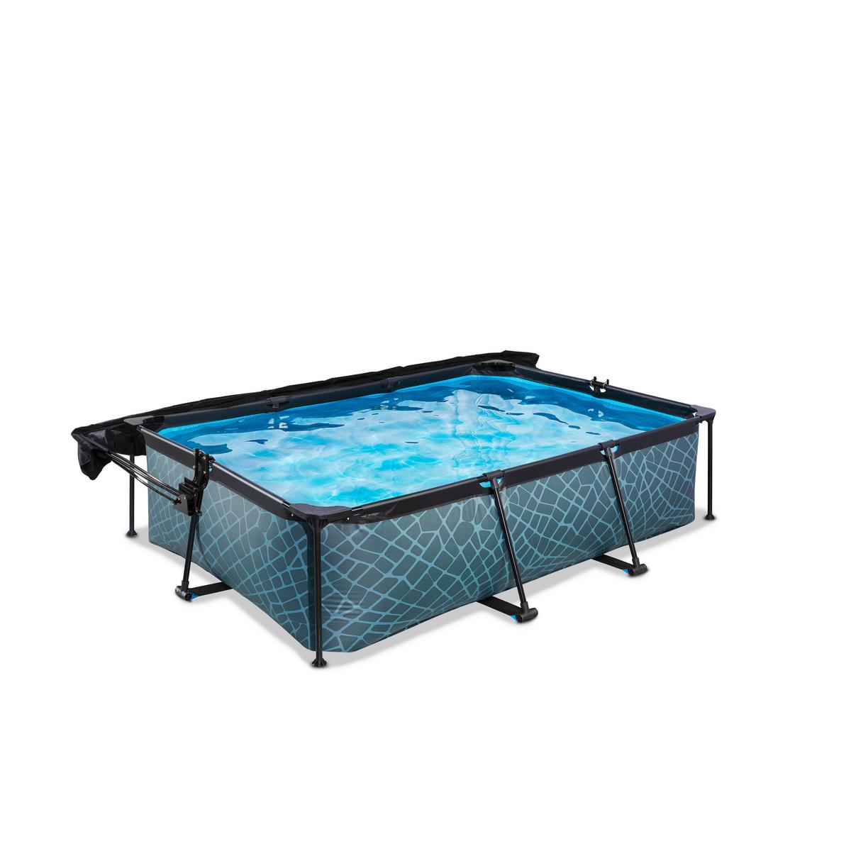 POOL-SET EXIT STONE POOL - Grau, KONVENTIONELL, Kunststoff (220/150/65cm) - EXIT Toys
