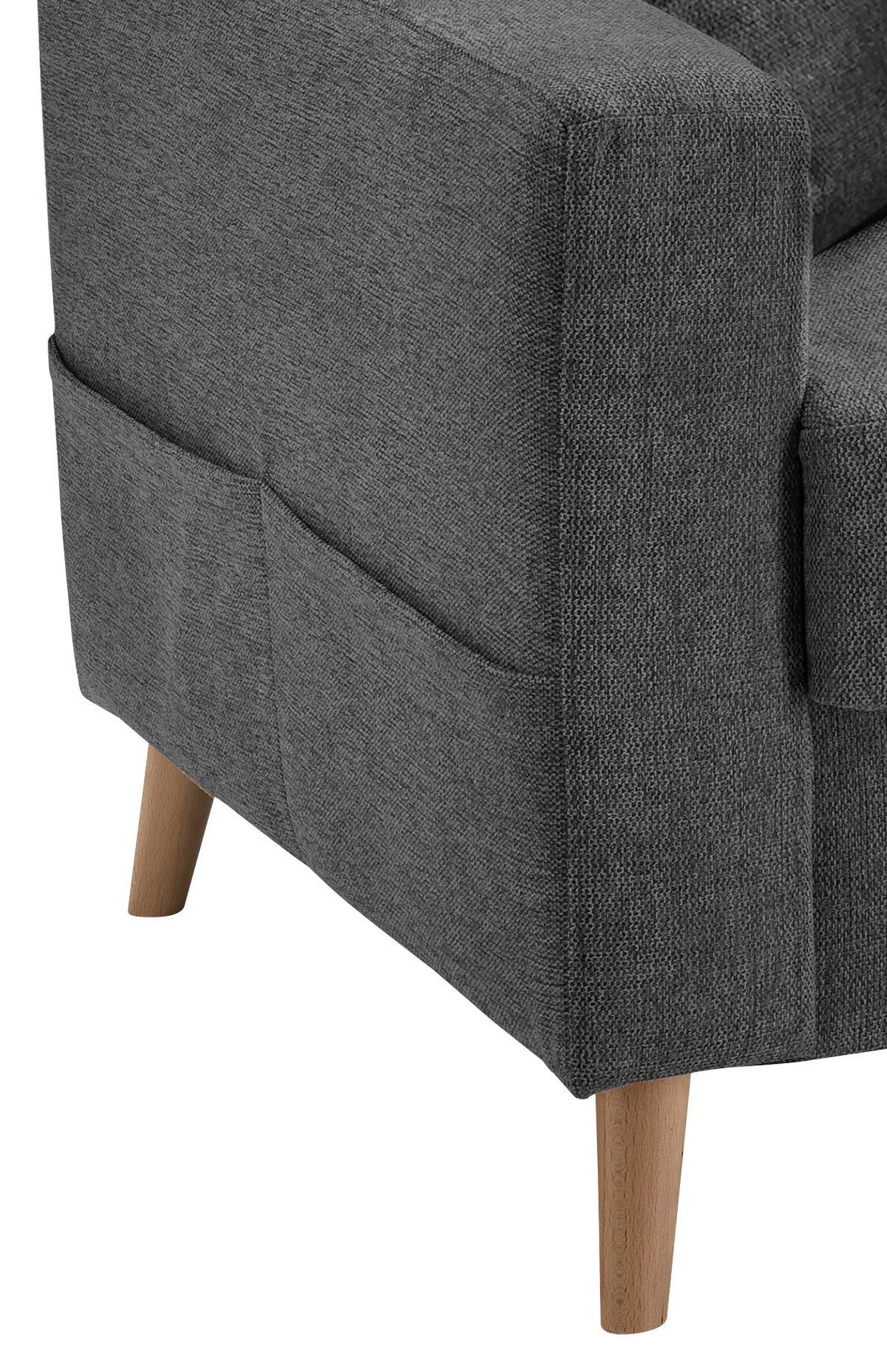 Ecksofa Mit Schlaffunktion Valentina Mit Kissen Anthrazit - Anthrazit/Naturfarben, KONVENTIONELL, Textil (228/150cm) - P & B