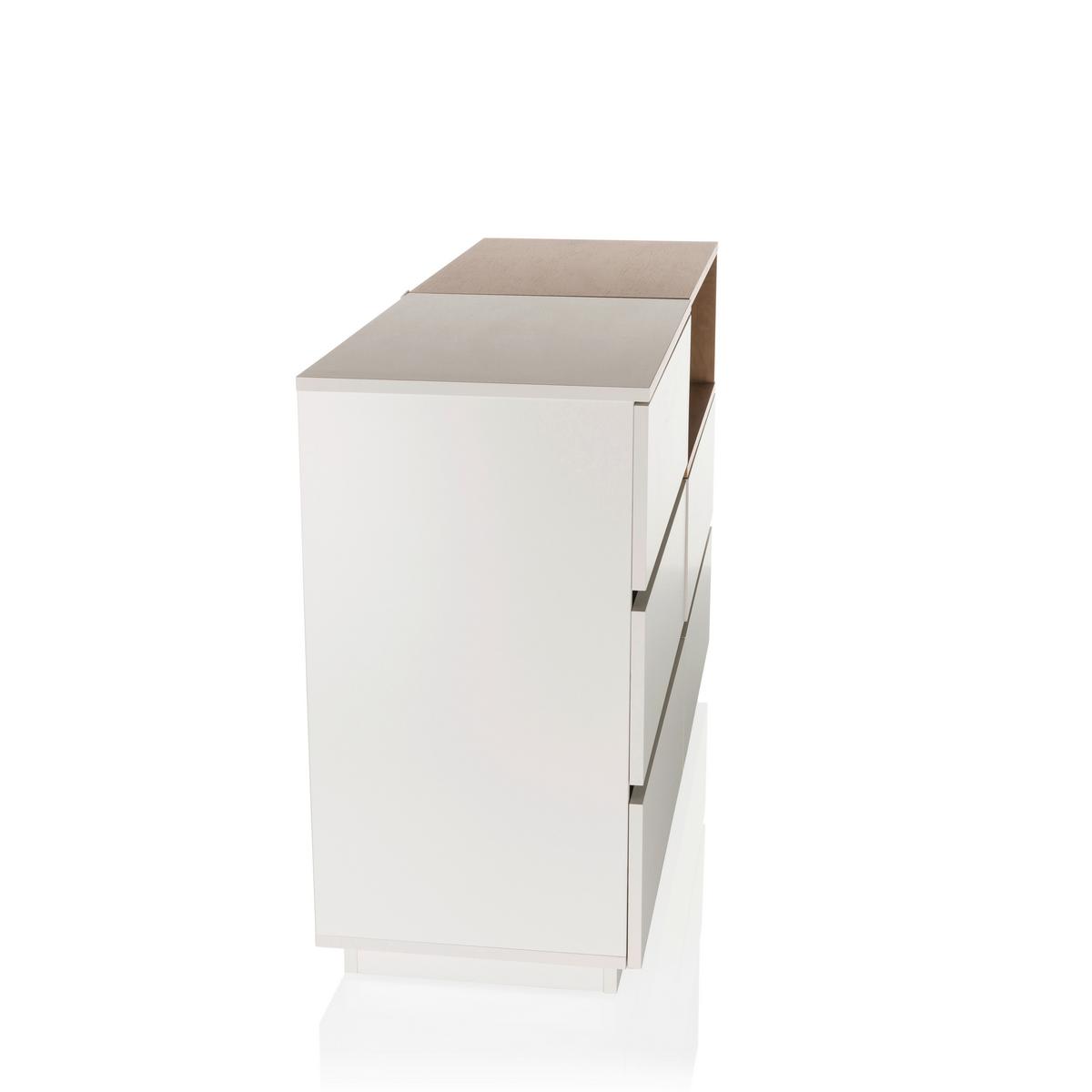 Sideboard Melmo S Weiß/eichefarben B: 120 Cm - Eichefarben/Weiß, MODERN, Holzwerkstoff (120/76/40cm) - MID.YOU