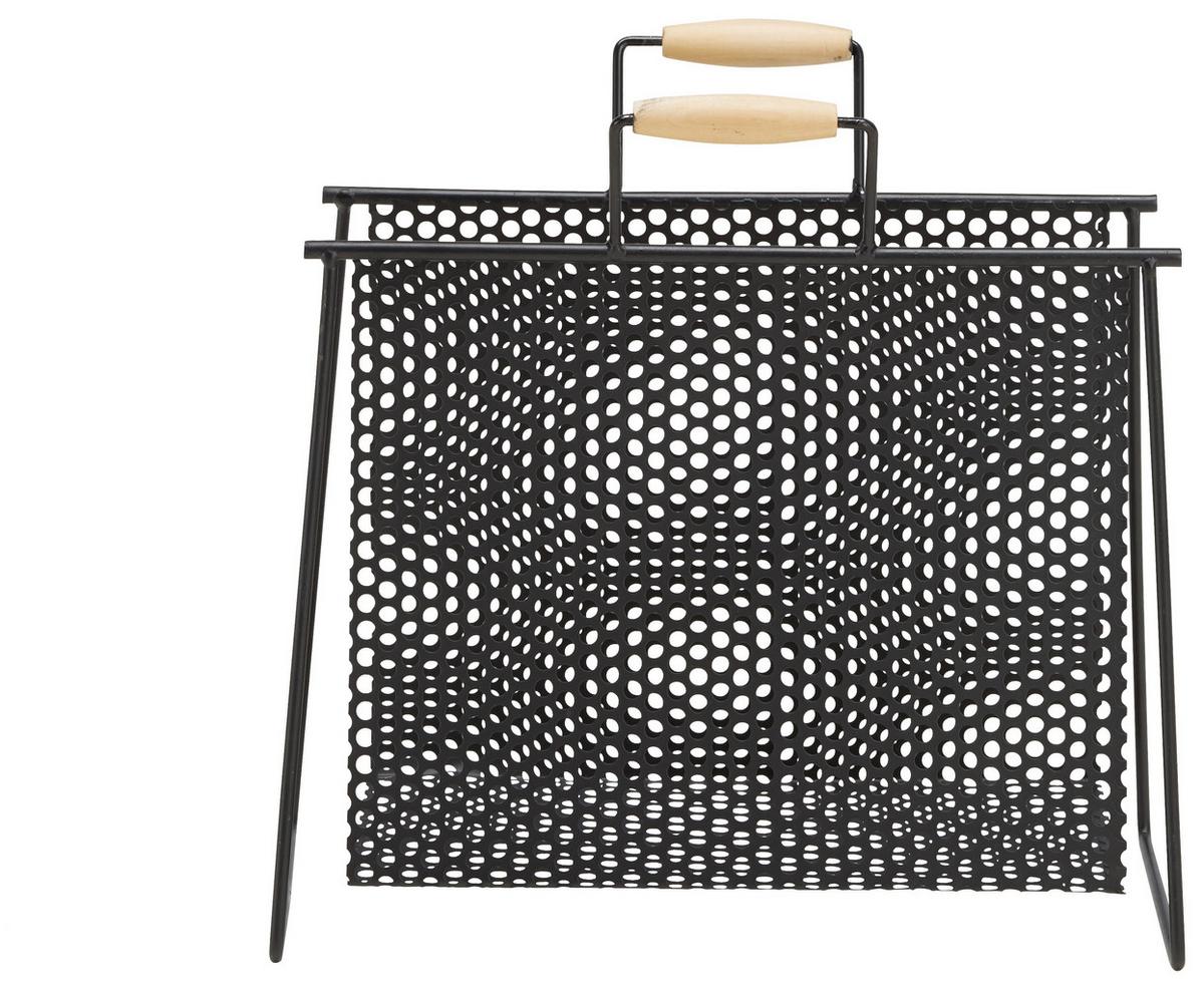 STOJAN NA NOVINY RIA - čierna/prírodná farba, Modern, kov/drevo (16,5/35/37cm) - Mömax