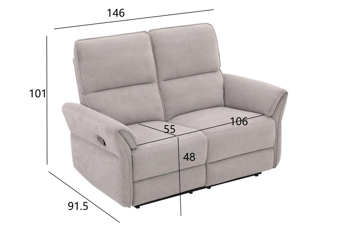 2-Sitzer-Sofa Redon Grau B: 143 cm - Schwarz/Grau, Basics, Holz/Textil (143/103/92cm) - Livetastic