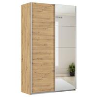 Schwebetürenschrank + Spiegel B: 136cm Feldkirch Eiche Dekor - Silberfarben/Eiche Artisan, MODERN, Holzwerkstoff (136/229/62cm)