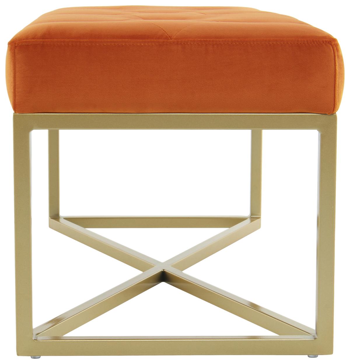 DLHÁ TABURETKA CAMERON - oranžová/zlatá, Design, kov/drevo (40/40/90cm)