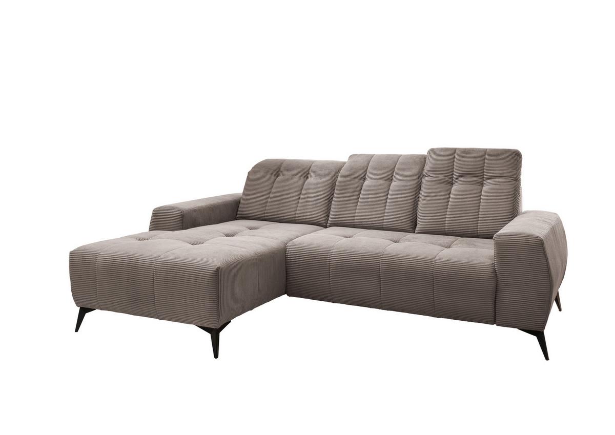 Ecksofa Mit Usb Anschluss Sano, Graubraun, S: 180x258 Cm - Graubraun/Schwarz, MODERN, Textil (180/258cm) - Livetastic