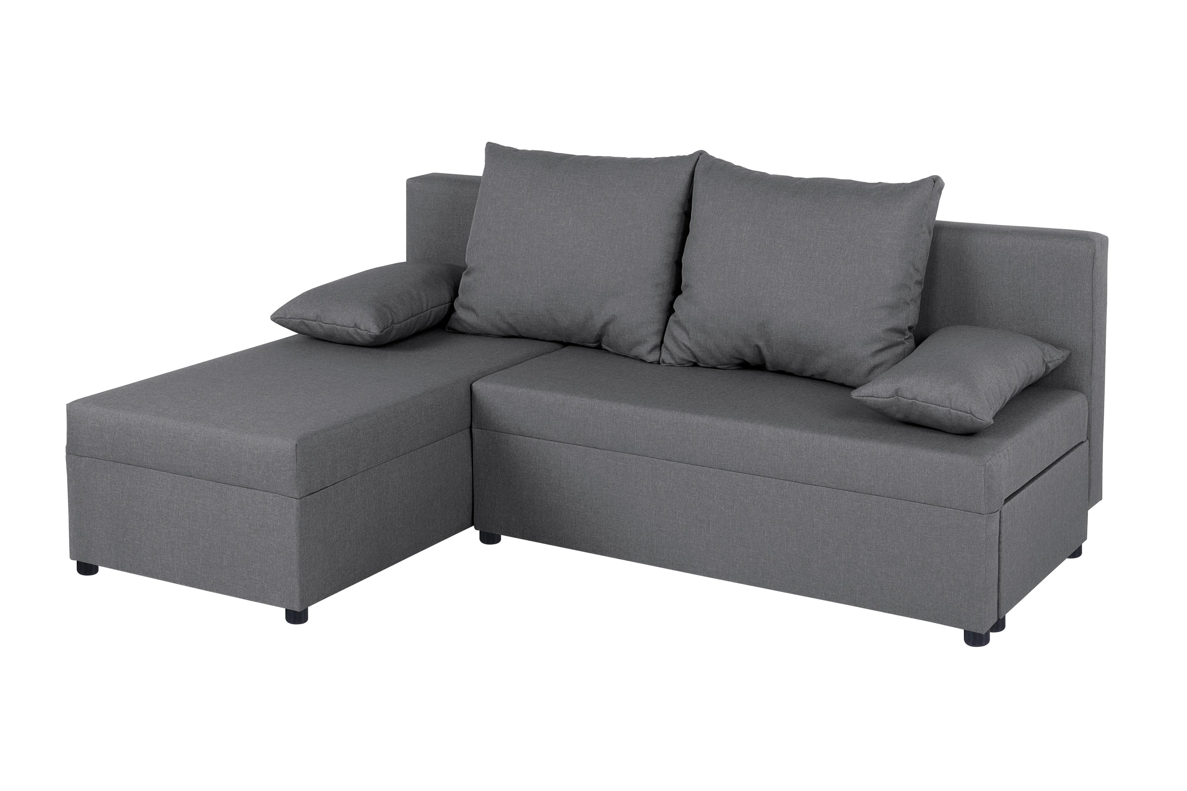 Rohová sedačka JON,stříbrná, oboustranná,lůžko,úl.prostor - černá/barvy stříbra, Design, kompozitní dřevo/textil (147/195cm) - P & B