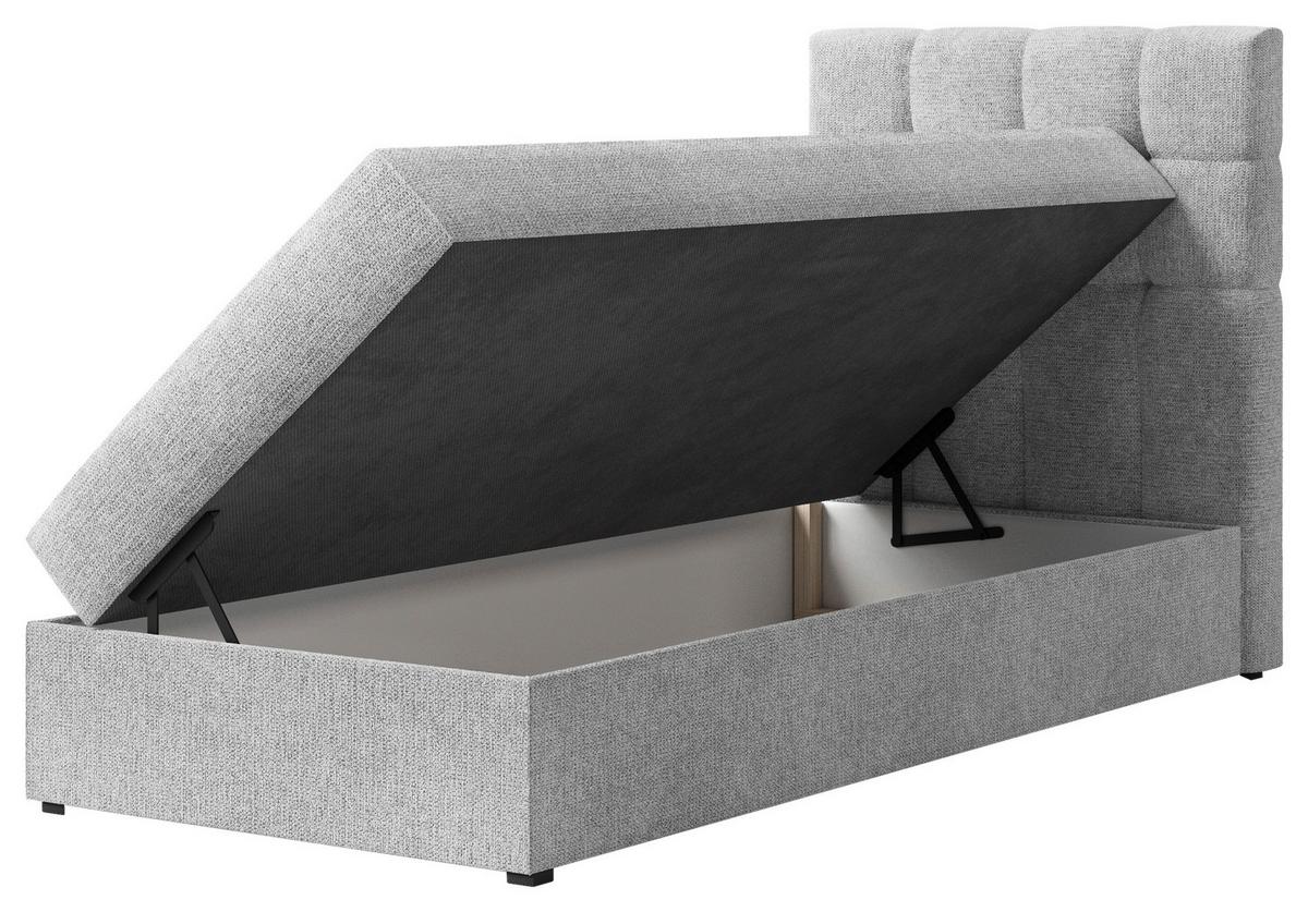 BOXBETT Oslo Grau 90x200cm - Schwarz/Grau, MODERN, Holz/Kunststoff (90/200cm) - MID.YOU