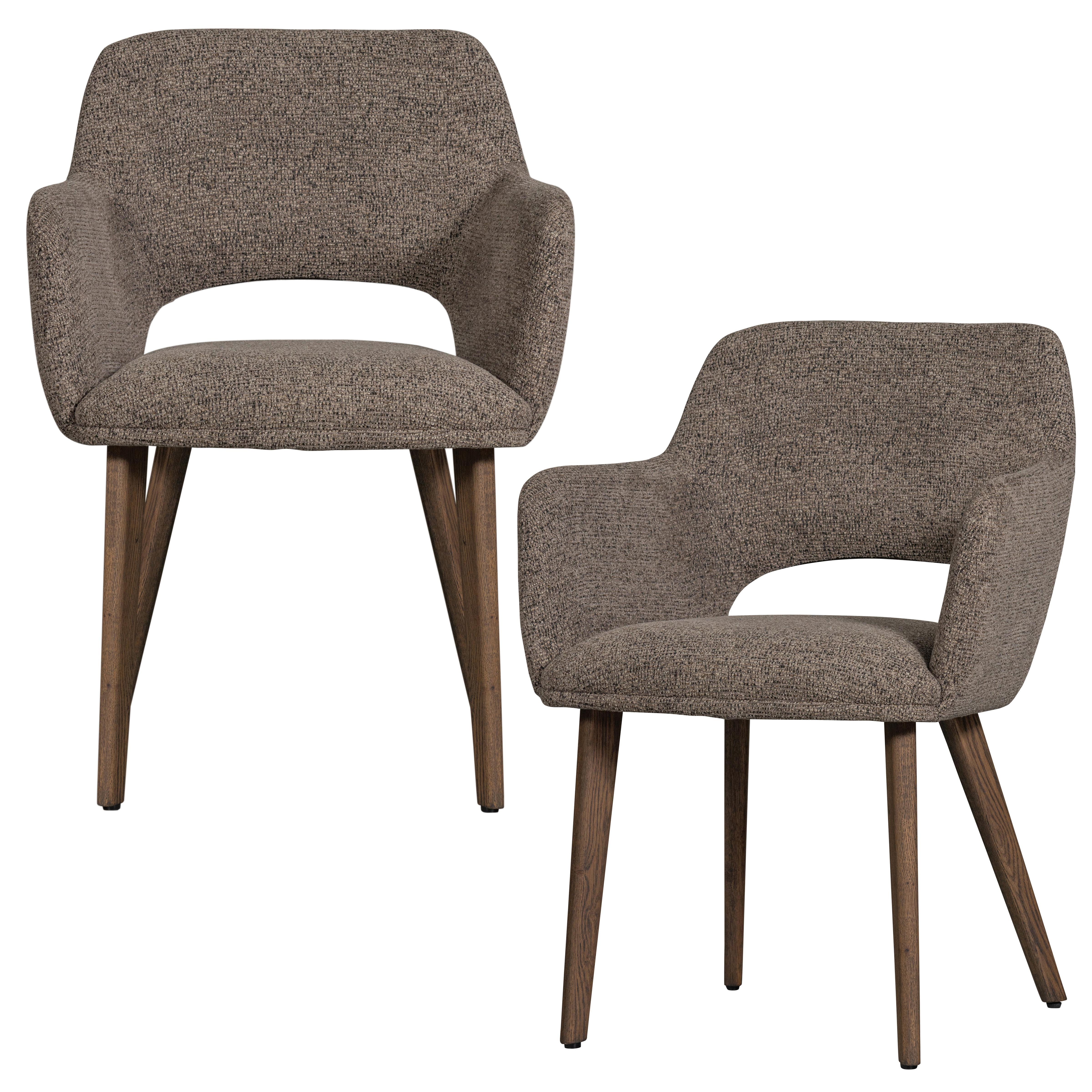 Armlehnstuhl-Set Murat Braun/Taupe B: 61cm - Taupe/Braun, MODERN, Holz/Textil (61/86/60cm) - Livetastic