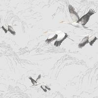 Vliestapete Vögel 52x1000 cm Silber - Silberfarben, Basics, Papier/Kunststoff (52/1000cm)
