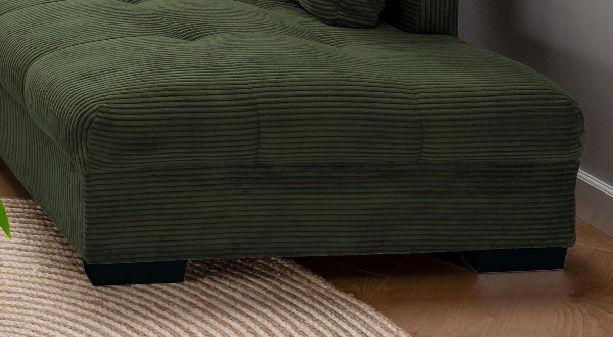 Ecksofa mit Schlaffunktion Alvito Dunkelgrün Kord - Dunkelgrün/Beige, Design, Textil (298/202cm) - MID.YOU