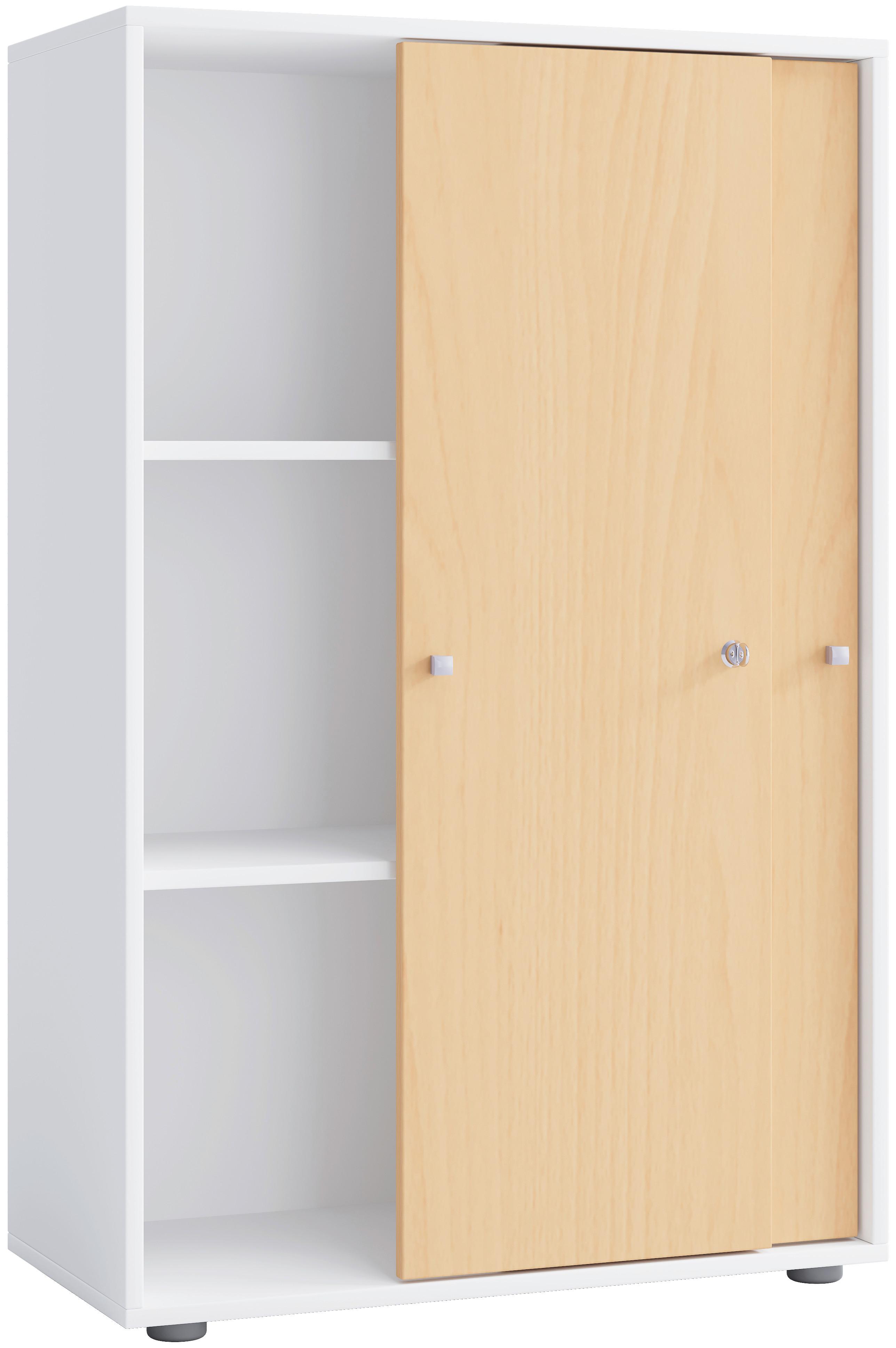 AKTENSCHRANK Lona Weiß, Buchefarben B: 70cm - Buchefarben/Weiß, Design, Holzwerkstoff (70/110/39cm) - MID.YOU