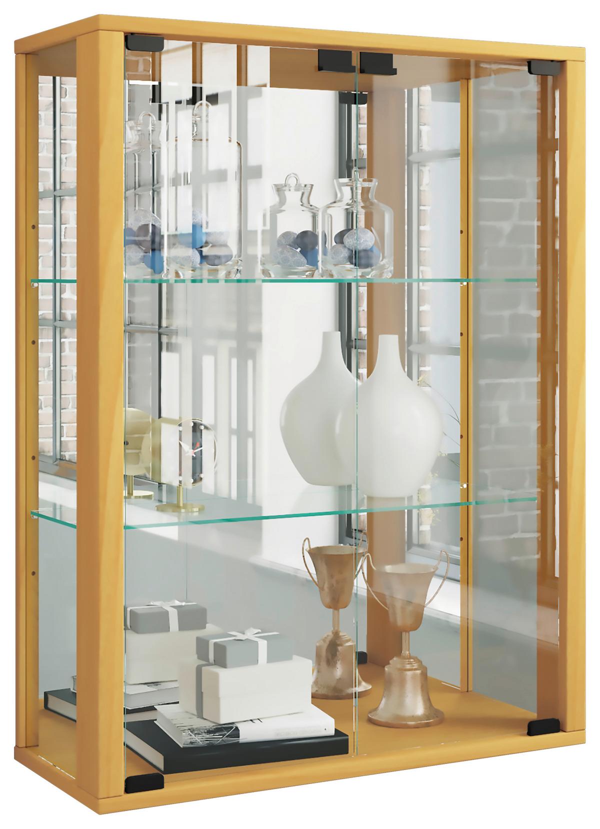 Hängevitrine Udina Buchefarben B: 60 cm - Buchefarben/Schwarz, MODERN, Glas/Holz (60/80/25cm) - MID.YOU