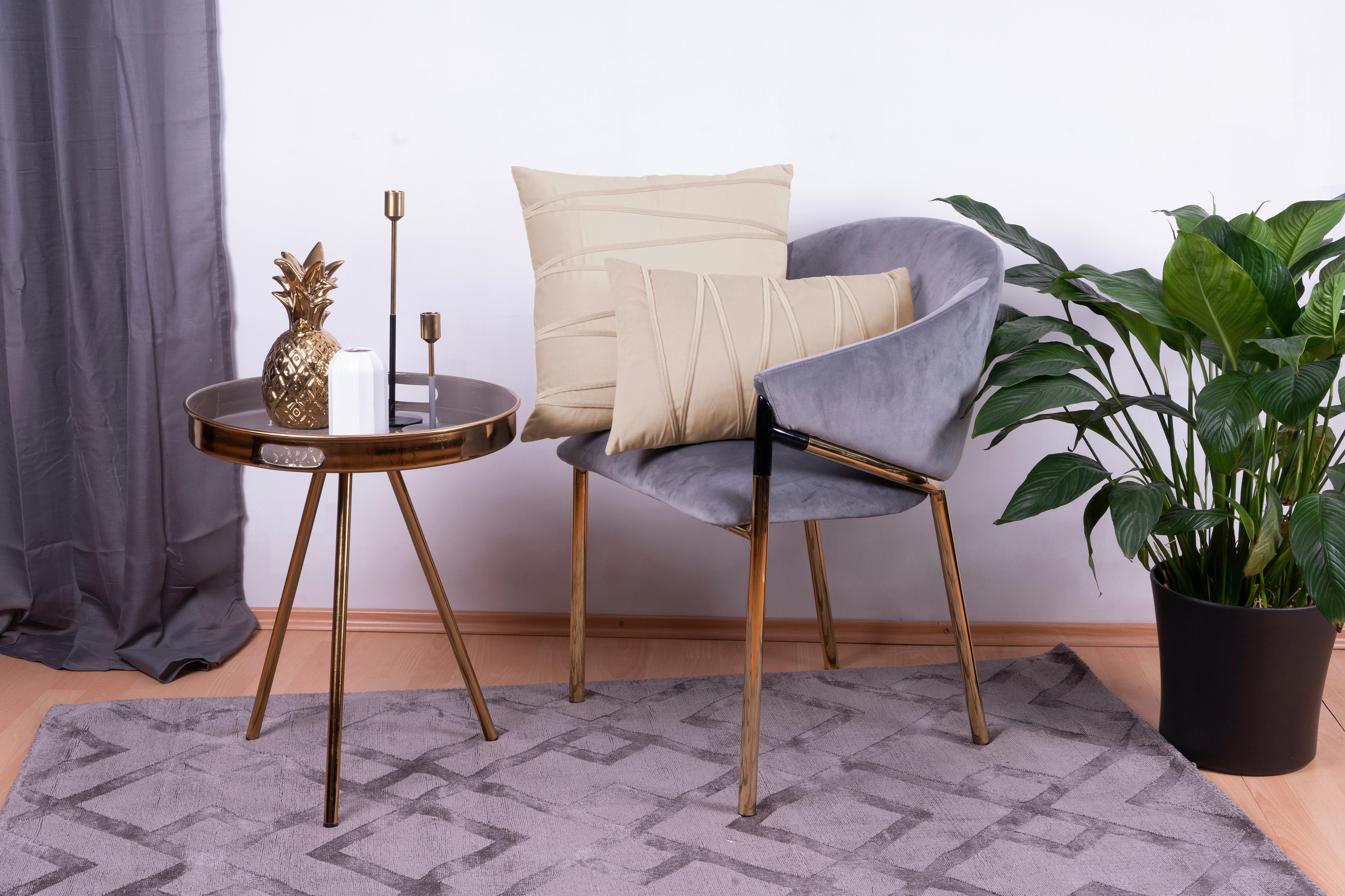 Zierkissen Paulina 30/45x50/45 Cm Polyester Champagner + Zipp - Champagner, KONVENTIONELL, Textil (30x45/50x45cm)