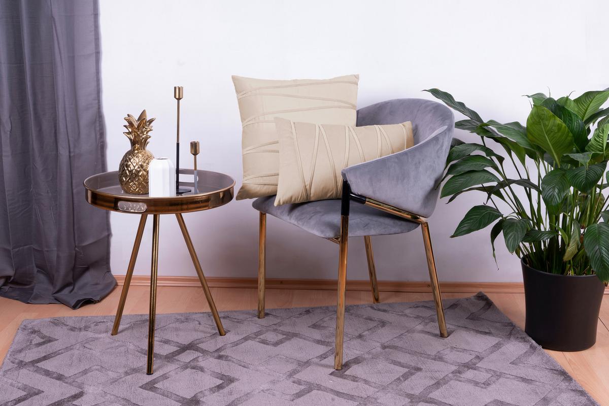 Zierkissen Paulina 30/45x50/45 Cm Polyester Champagner + Zipp - Champagner, KONVENTIONELL, Textil (30x45/50x45cm)
