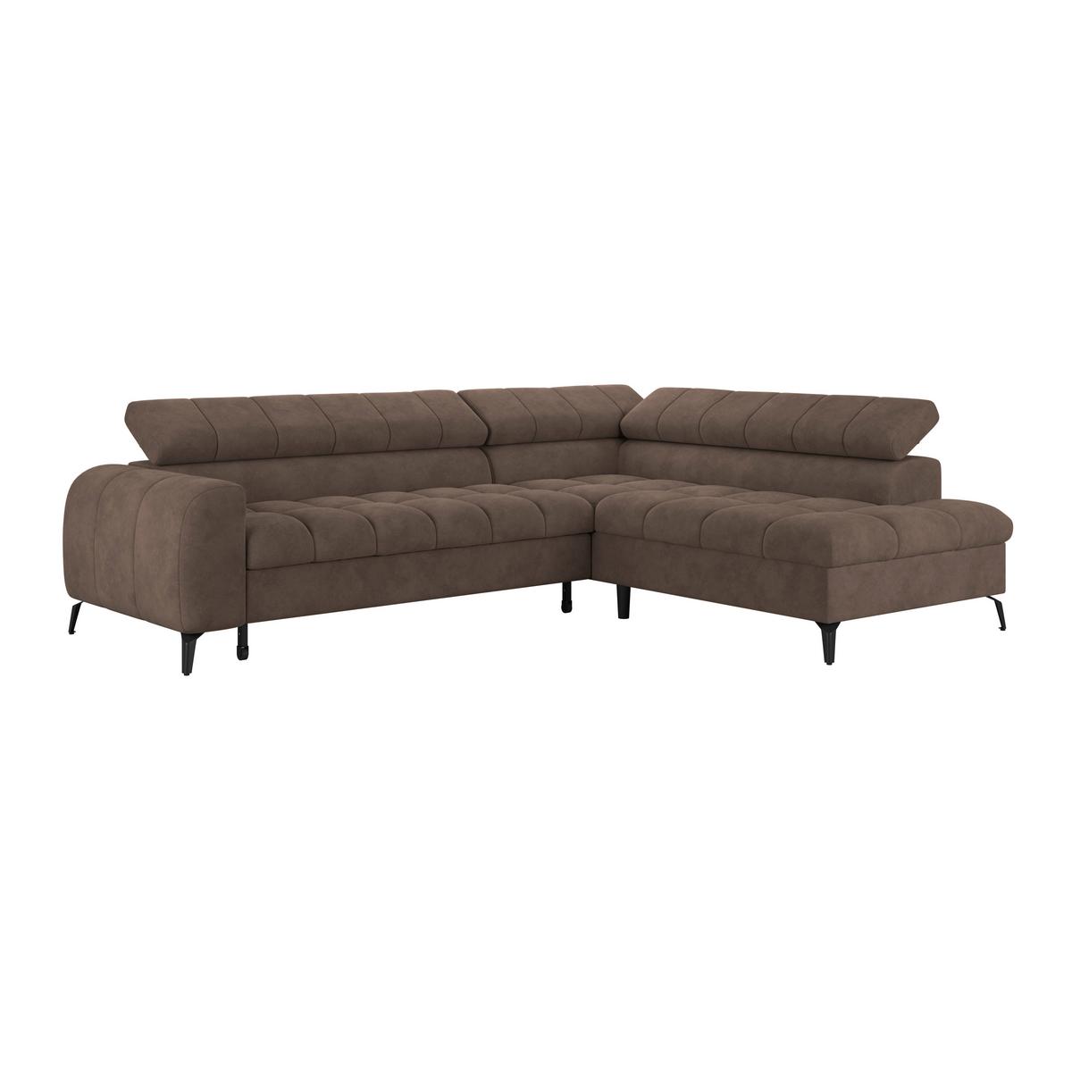 Ecksofa Volf Rechts New Braun, S: 261x203 cm - Schwarz/Braun, Trend, Kunststoff/Textil (261/203cm)