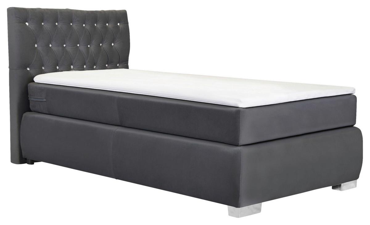 Boxspringbett Rumba inkl. Matratze 90x200 - Grau, Basics, Textil (90/200cm) - Livetastic