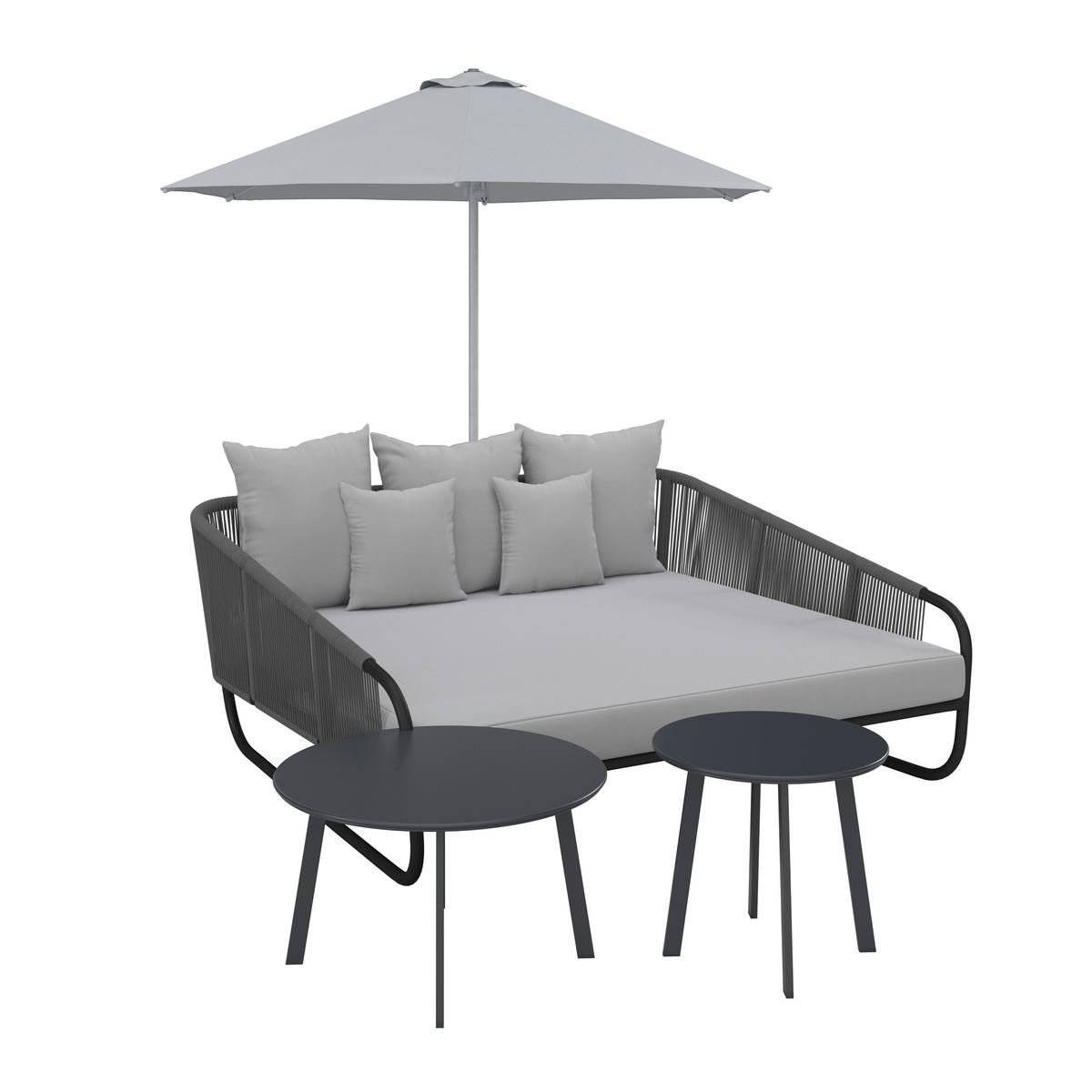 Sonneninsel Alicante - Schwarz/Grau, MODERN, Kunststoff/Textil (178/74/175cm) - Beldano