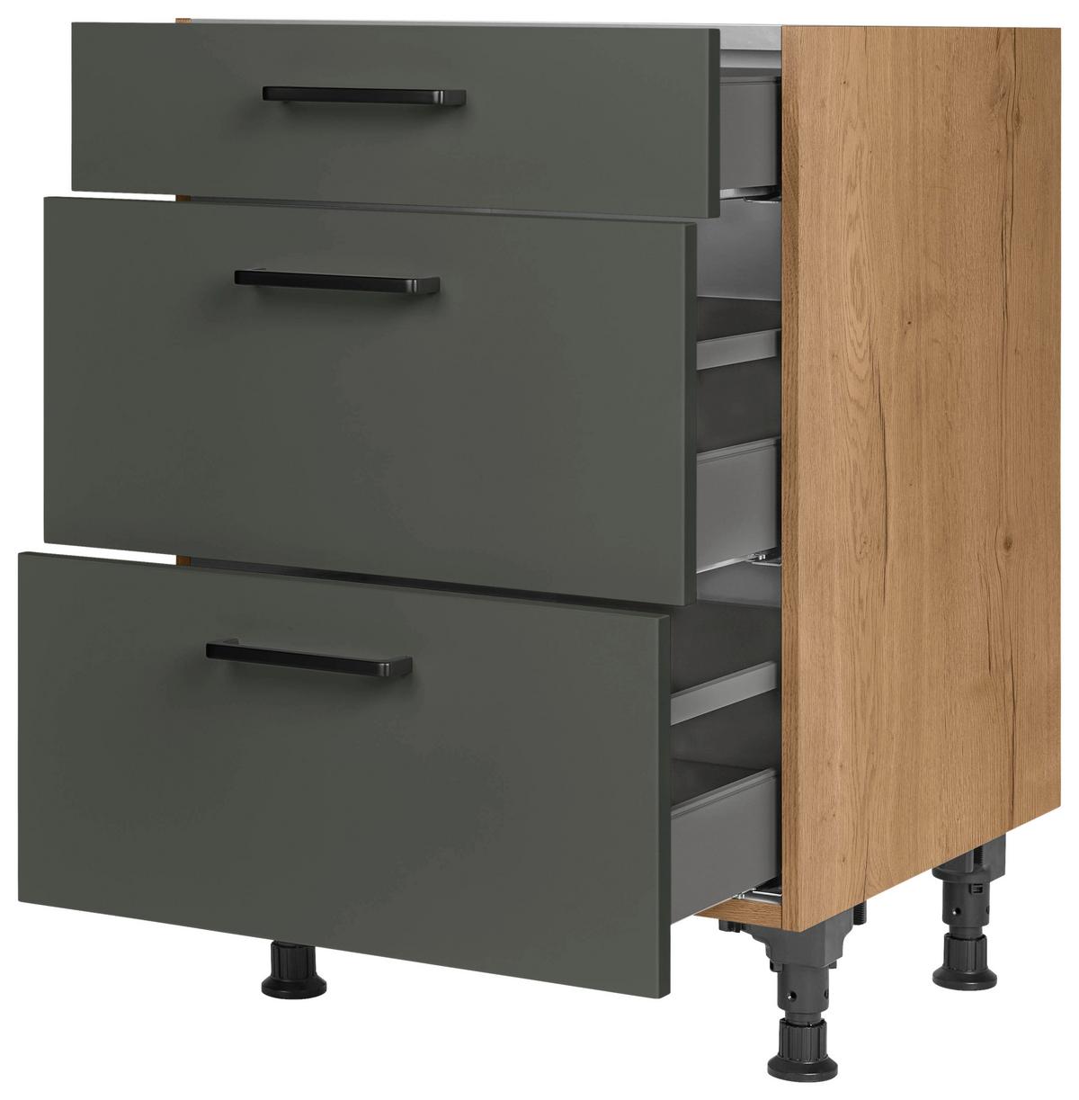 Schubkastenunterschrank Easytouch - Eichefarben/Grün, MODERN, Holzwerkstoff (60/87/56cm) - Nobilia