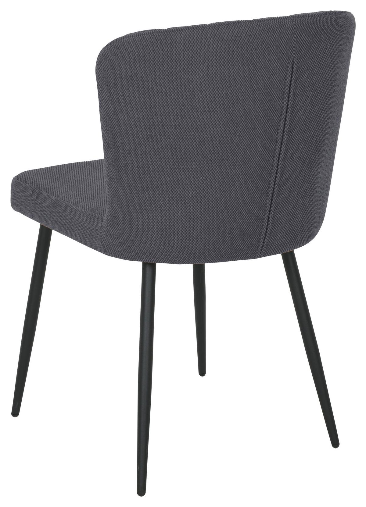 Vierfußstuhl Abbie Leinenoptik Schwarz, B: 52 cm - Schwarz, KONVENTIONELL, Holz/Textil (52/82/60cm) - P & B
