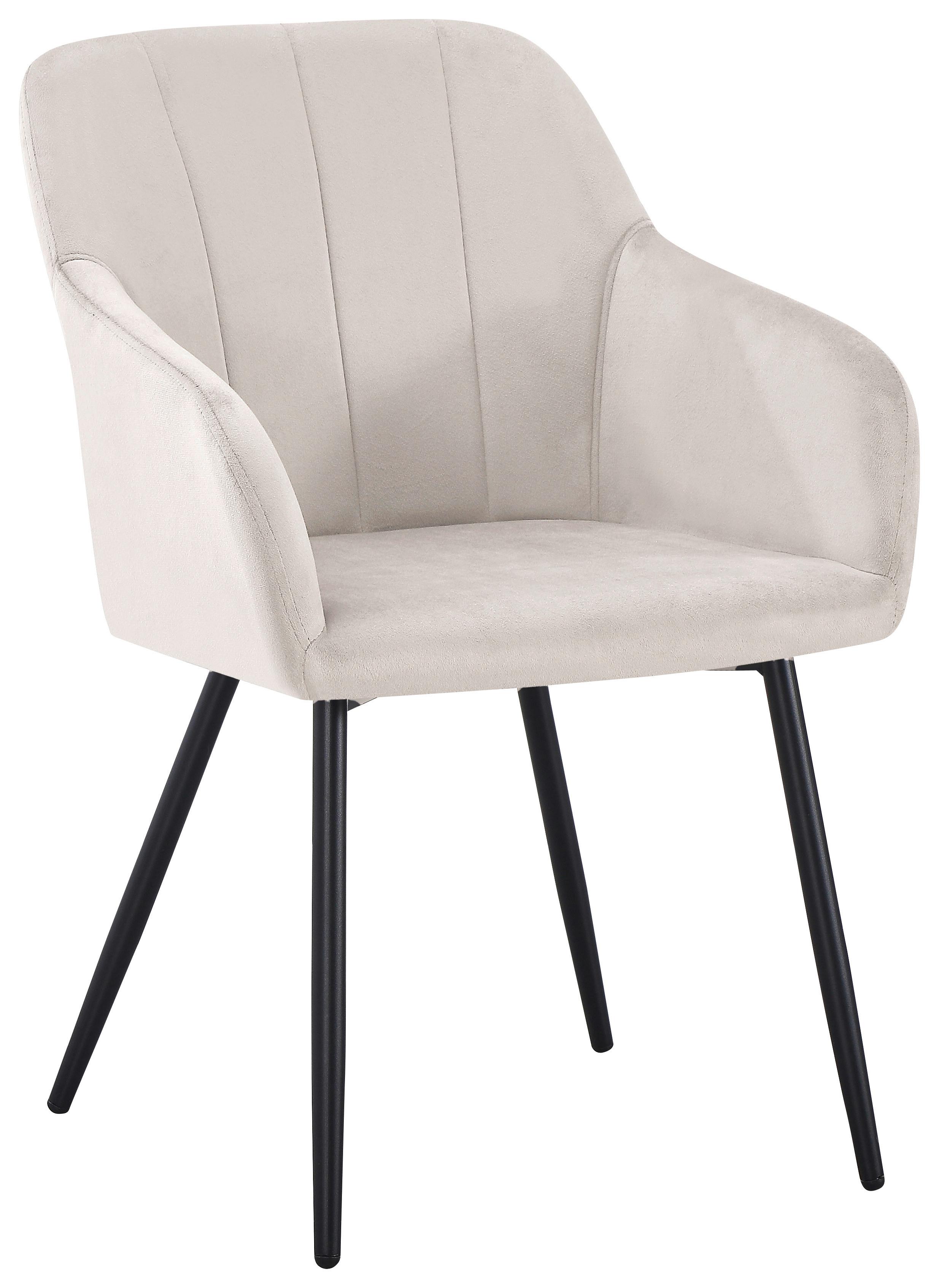 Armlehnstuhl Jenke Samt Beige, B: 56 cm - Beige/Schwarz, KONVENTIONELL, Textil/Metall (56/82/62cm) - Nedis SmartLife