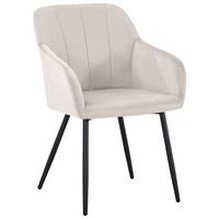 Armlehnstuhl Jenke Samt Beige, B: 56 cm - Beige/Schwarz, KONVENTIONELL, Textil/Metall (56/82/62cm) - Nedis SmartLife