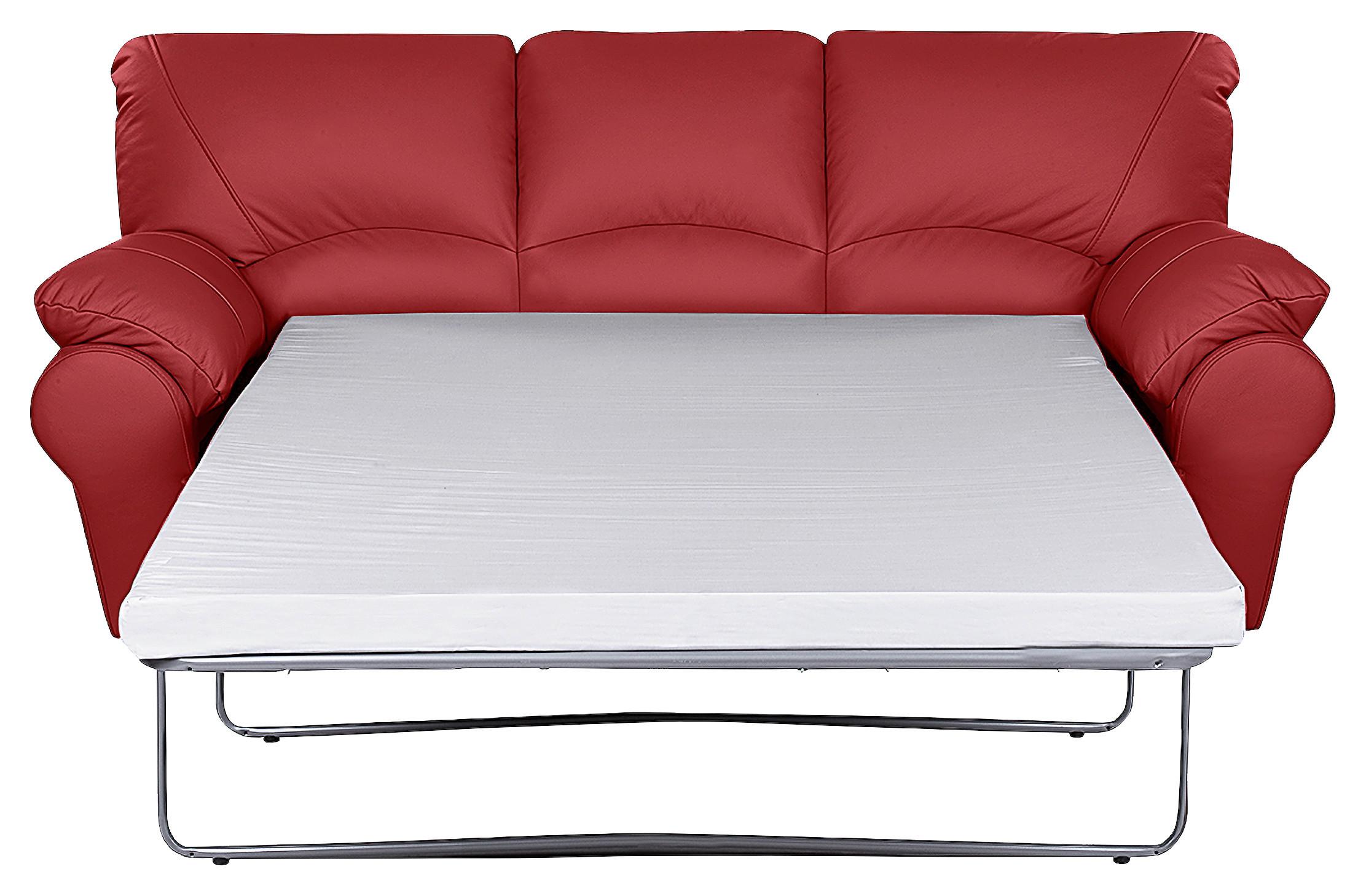 Schlafsofa Oslo Rot B: 205 Cm - Rot/Schwarz, Design, Leder (205/92/85cm) - Livetastic