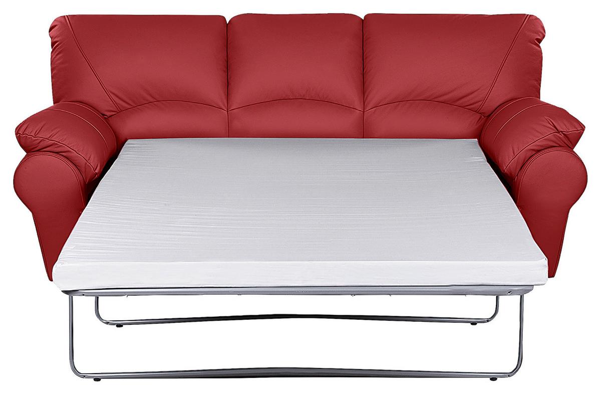 Schlafsofa Oslo Rot B: 205 cm - Rot/Schwarz, Design, Leder (205/92/85cm) - Livetastic