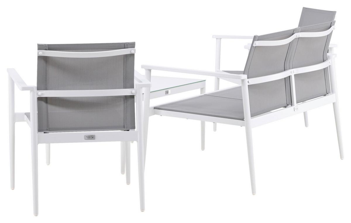 Loungegarnitur Break - Weiß/Grau, KONVENTIONELL, Glas/Textil - Gardenson