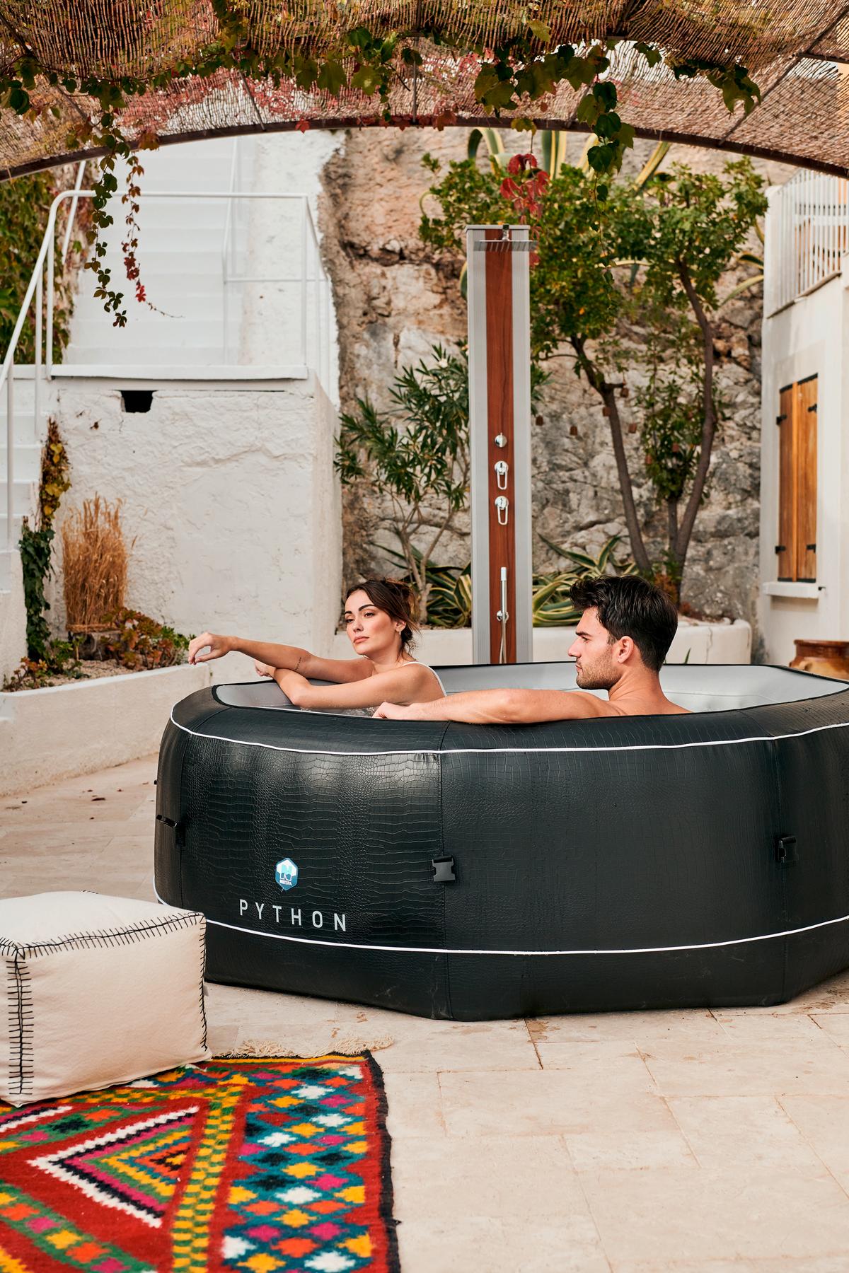 Whirlpool Aufblasbar Netspa Python 185x185x70 Cm - Schwarz/Grau, Basics, Kunststoff/Metall (185/70cm)