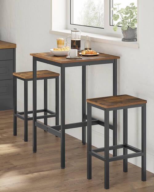 Bartisch Vasagle Braun, Schwarz - Schwarz/Braun, Natur, Holzwerkstoff/Metall (60/60/90cm) - Boxxx