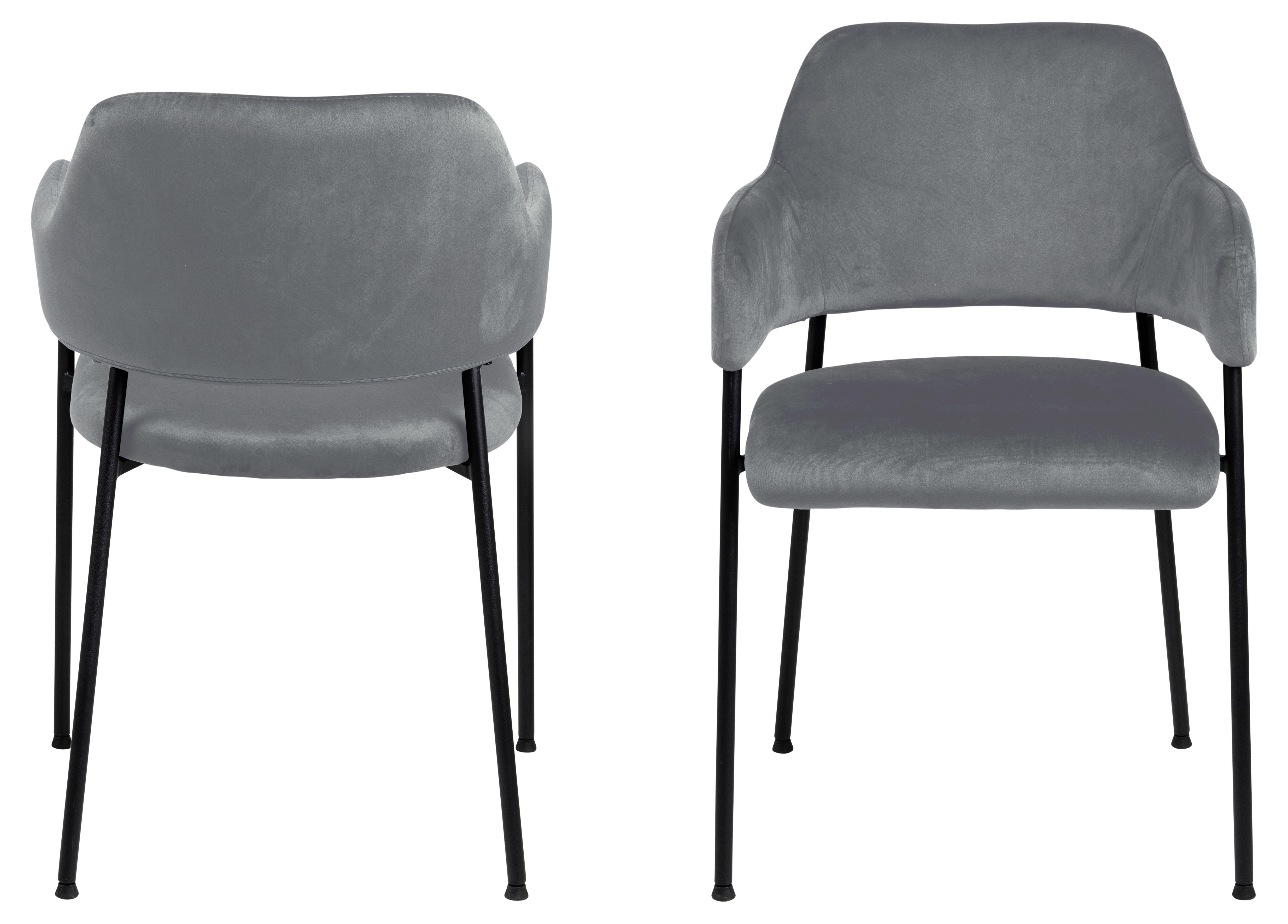 Židle S Podroučkami Lima Tmavě Šedá - černá/tmavě šedá, Design, kov/textil (54/82/55cm) - Livetastic