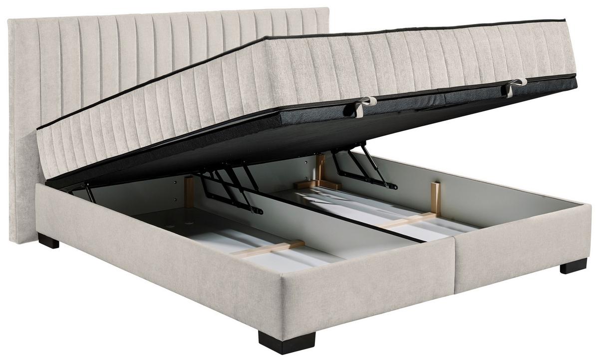 Boxbett Nagol C - Beige/Schwarz, MODERN, Holzwerkstoff/Textil (180/200cm) - MID.YOU