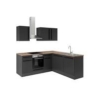 Eckküche Jazz 220x175 cm Schwarz - Eichefarben/Schwarz, LIFESTYLE, Holzwerkstoff (220/175/60/60cm) - P & B