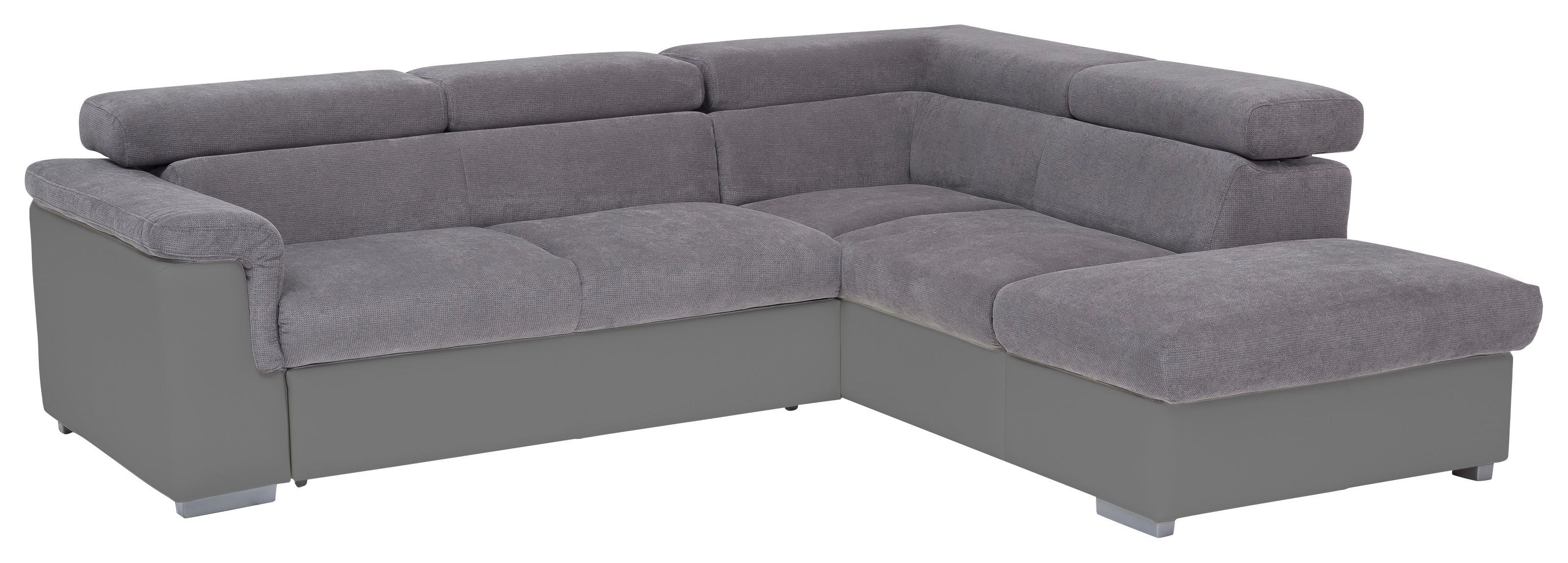 Ecksofa mit Schlaffunktion + Bettkasten Milla Grau/Fango - Fango/Grau, Basics, Holz/Textil (252/217cm) - MID.YOU