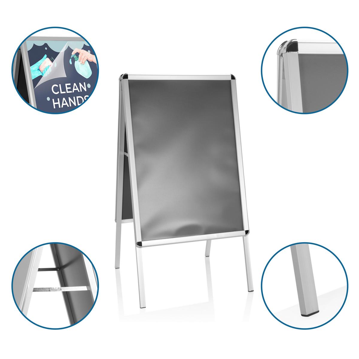 Plakatständer Agenda Ii - Silberfarben, Basics, Metall (62,5/115,5/61cm) - MID.YOU